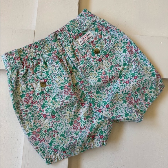 Janie and Jack Floral Print Girls Shorts - Green and Pink - Picture 2 of 2